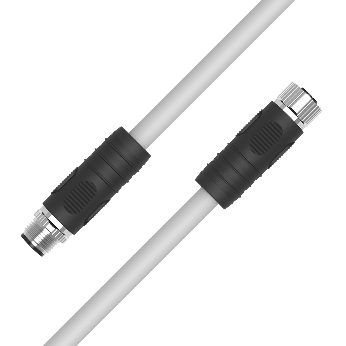 Industrial M12 L-Coded Male Straight to Female Straight | PUR Jacket