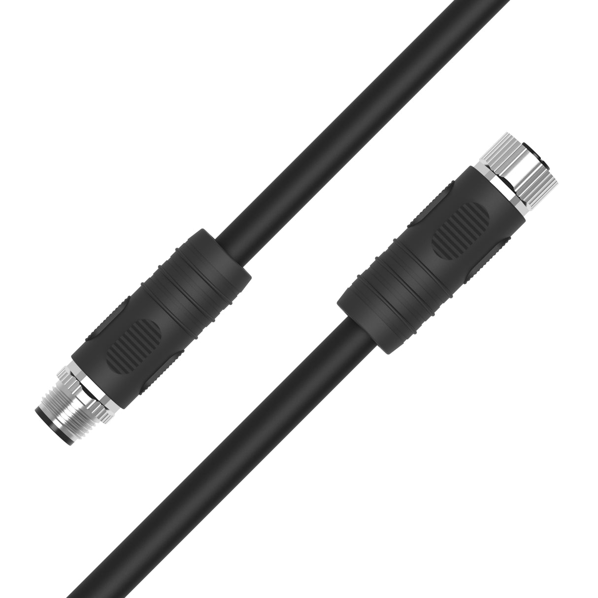 Industrial M12 L-Coded Male Straight to Female Straight | PUR Jacket