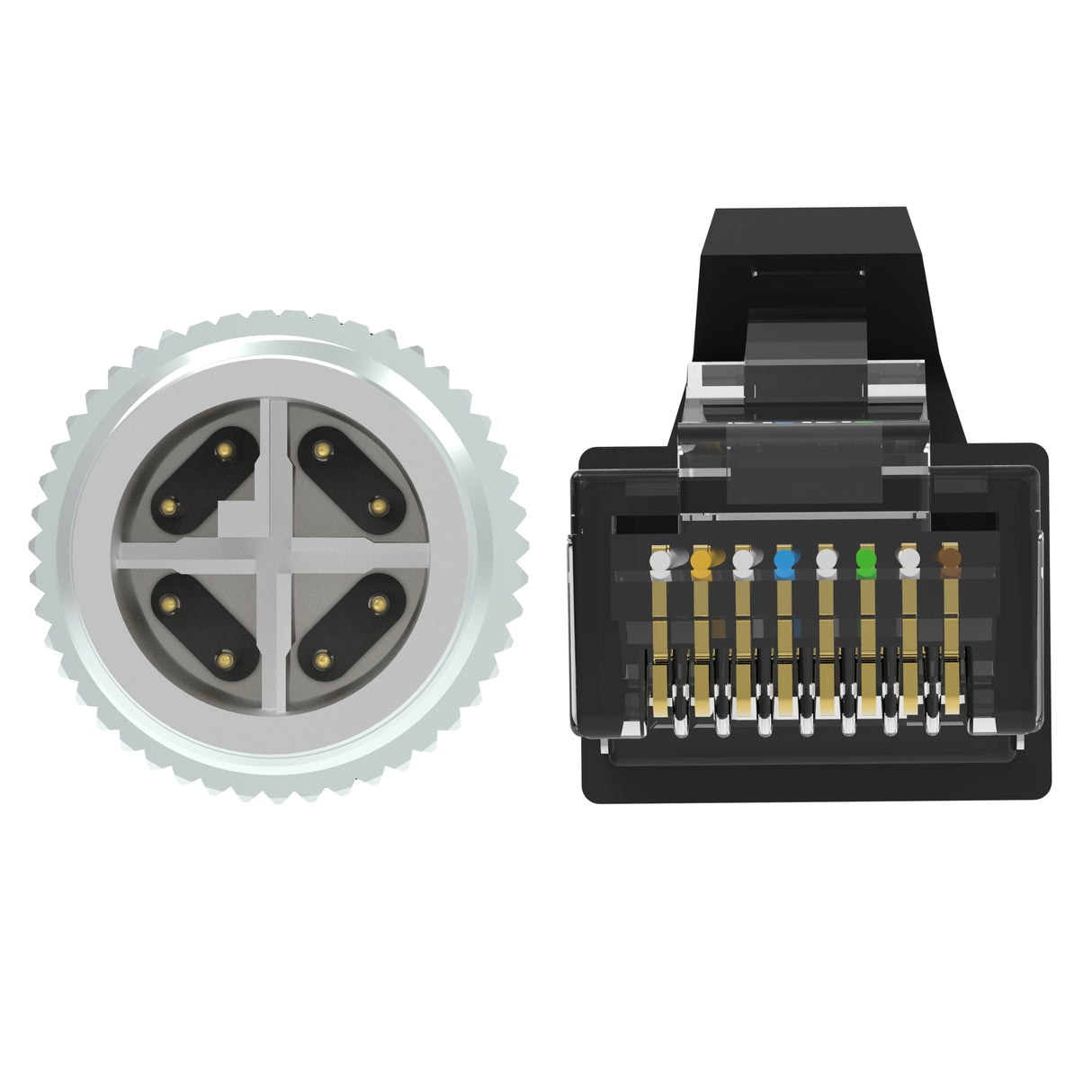 M12 X-Coded Male Straight to RJ45 Male Straight | PUR Jacket