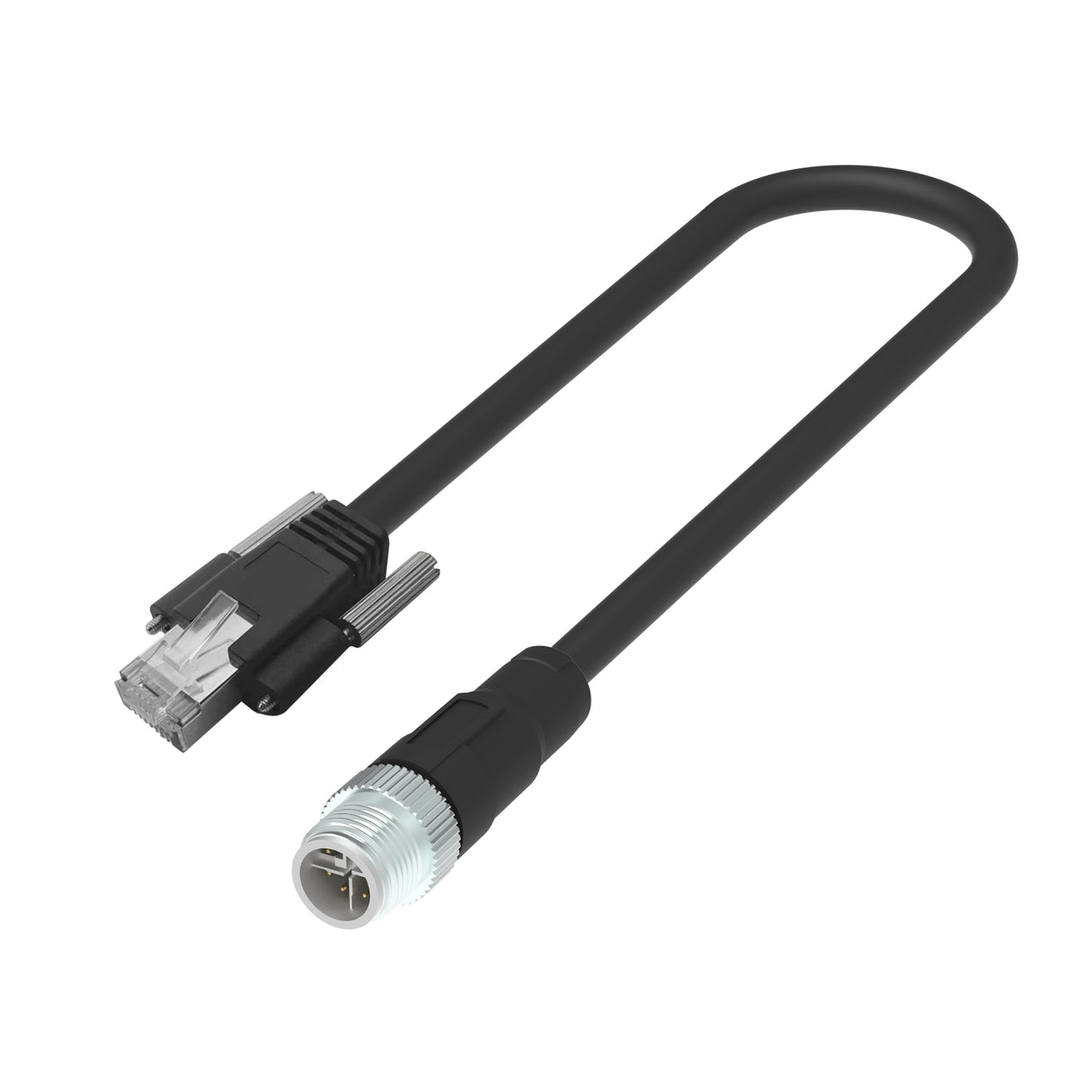 RJ45 with Horizontal Screws to M12 X-Coded Male | PUR Jacket