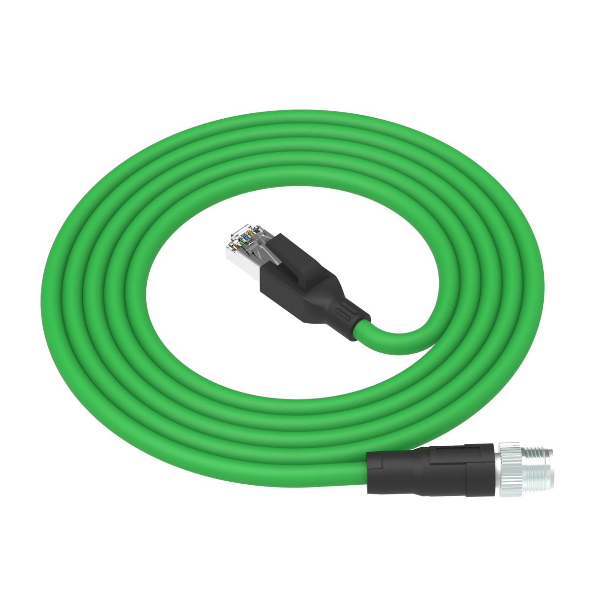 M12 X-Coded Male Straight to RJ45 Male Straight | PUR Jacket