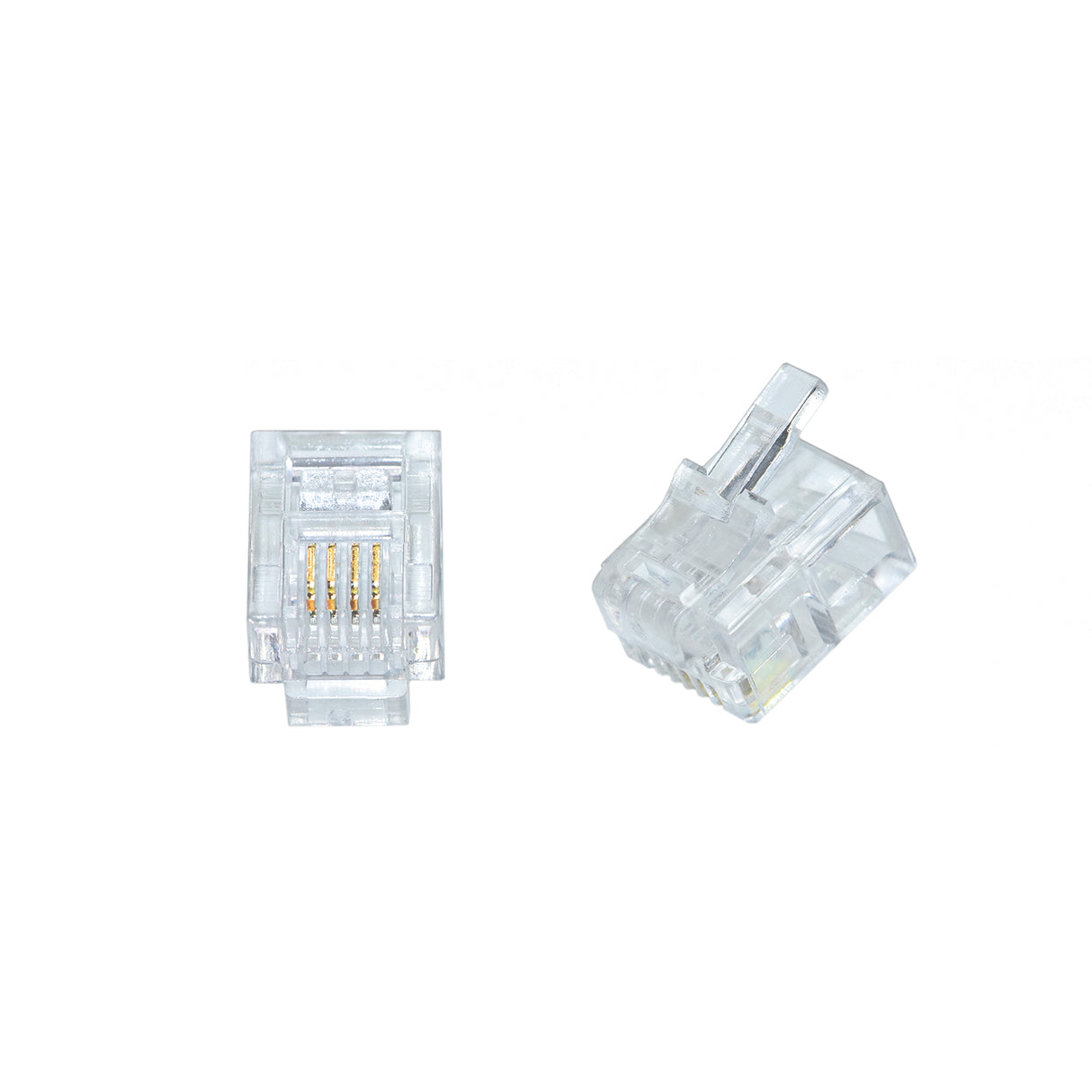 RJ-11, 6P4C Modular Plug for Round Cable 100 Pack