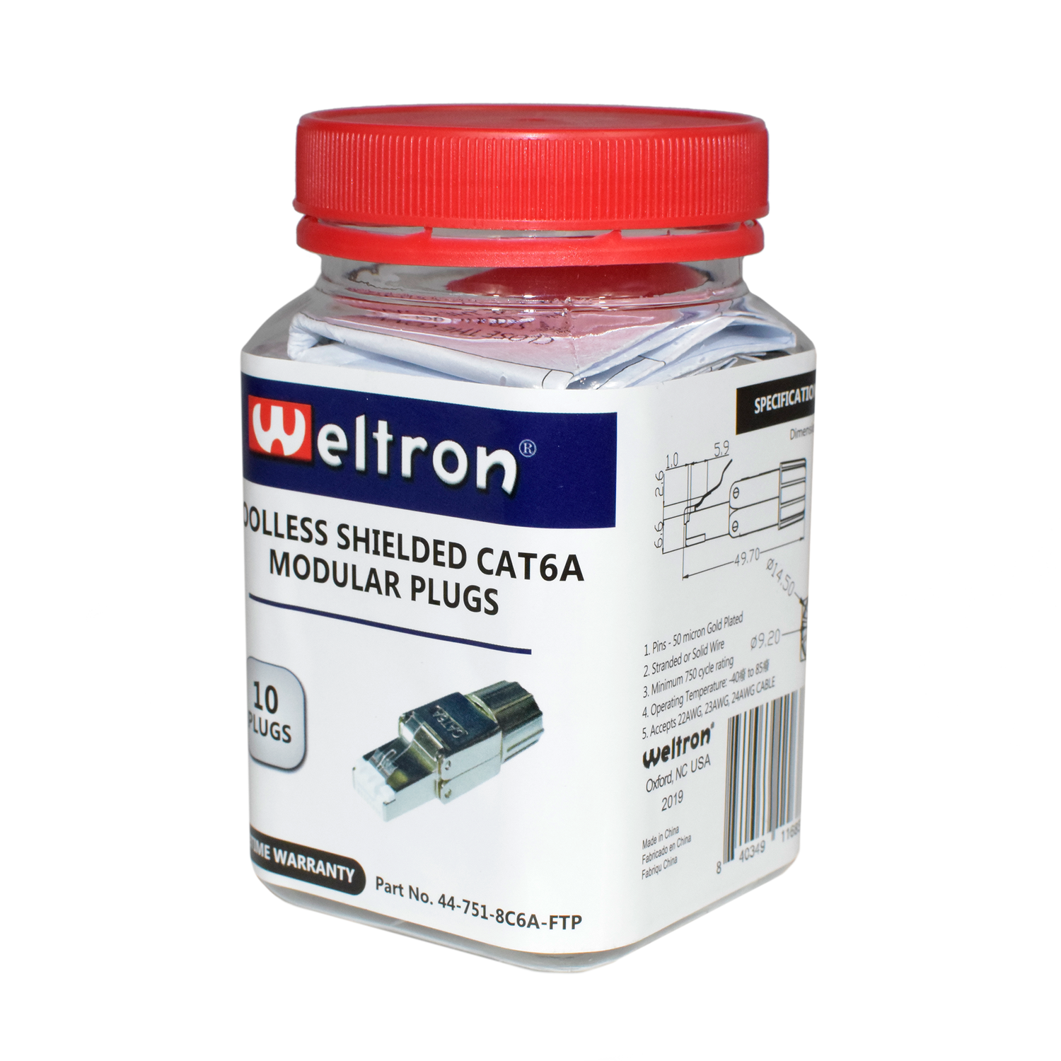 Category 6A Shielded Field Termination Plug