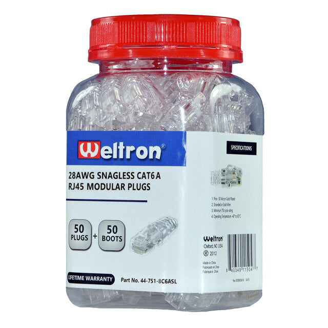 Category 6A 28AWG Snagless RJ-45 Modular Plug and Boot