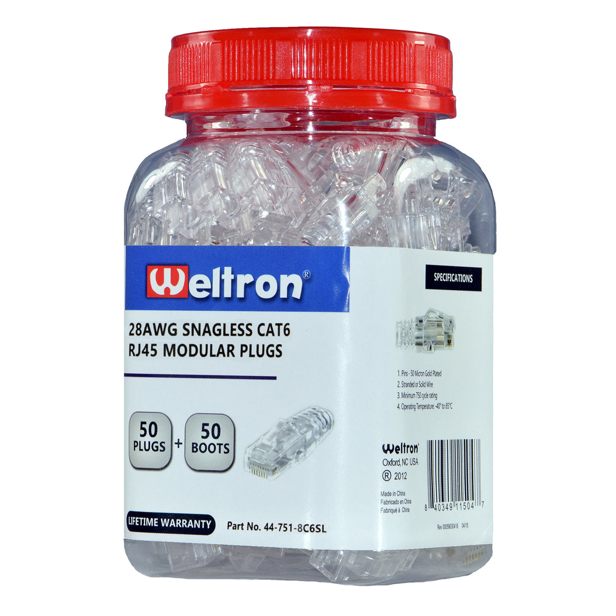 Category 6 28AWG Snagless RJ-45 Modular Plug and Boot