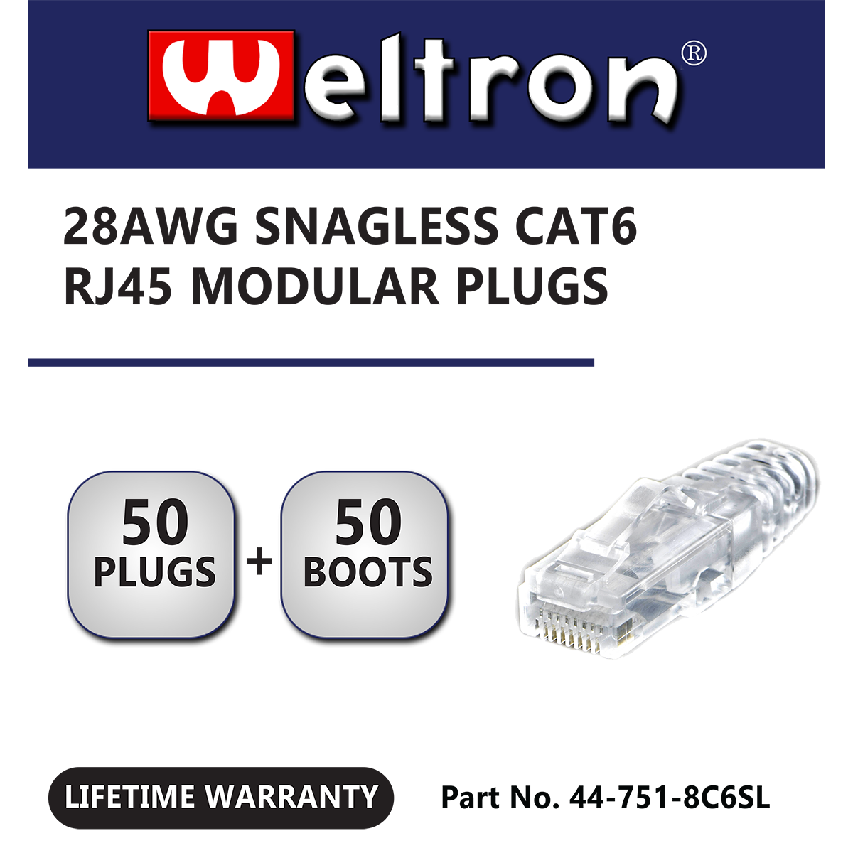 Category 6 28AWG Snagless RJ-45 Modular Plug and Boot