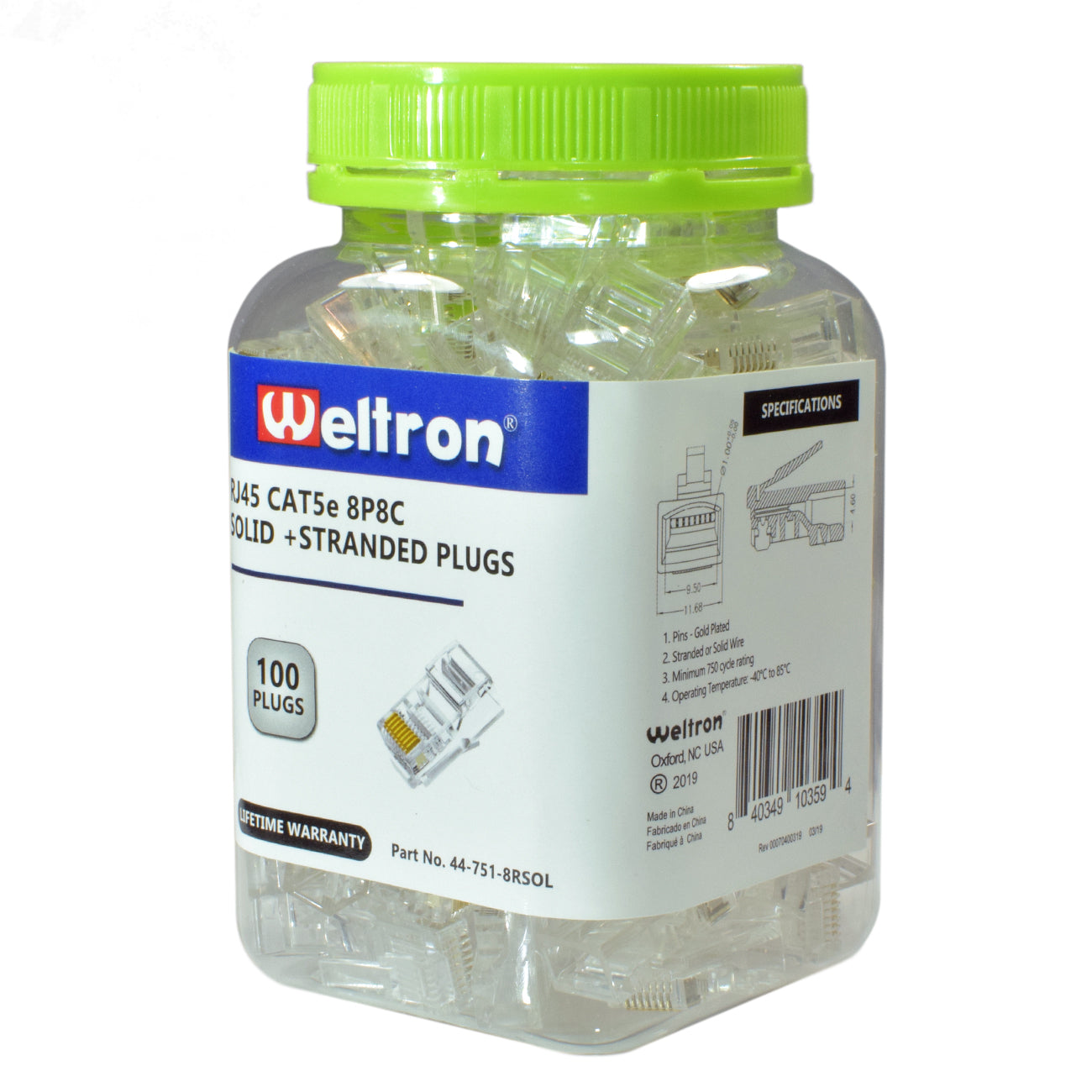 Category 5e RJ-45 for Round Solid Cable