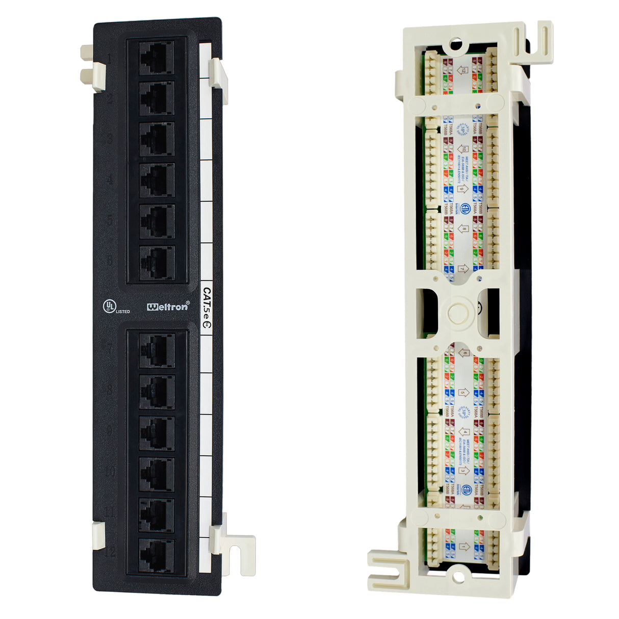 Category 5e 12 Port, 568 A/B Vertical Patch Panel