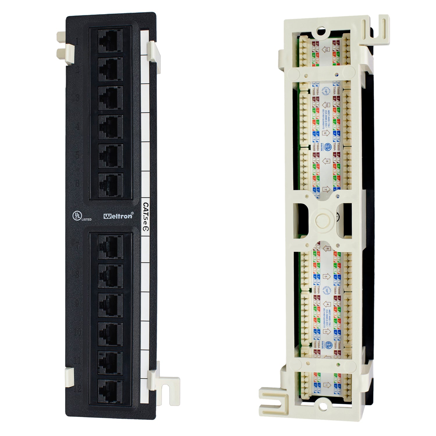 Category 5e 12 Port, 568 A/B Vertical Patch Panel