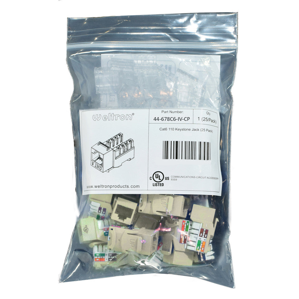 Category 6 Keystone Punch Down Jack Contractor Pack