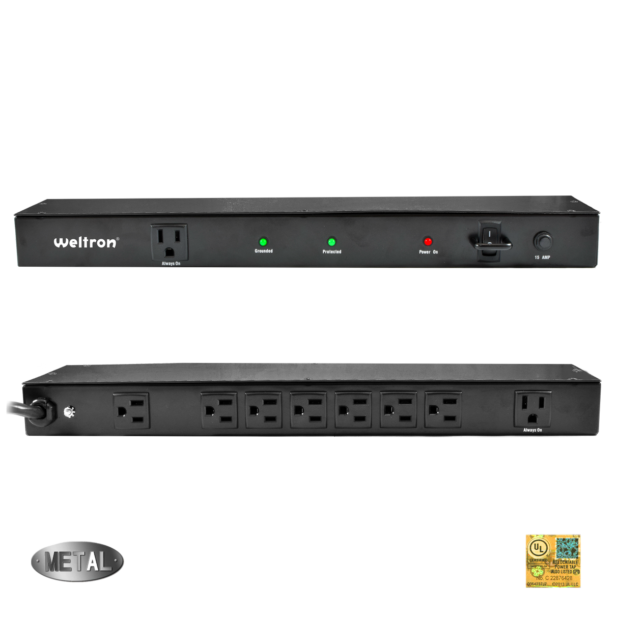 9 Outlet Rack Mountable Surge Protector with 15ft Cord Power Strip