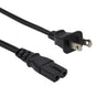 A black power cord with a polarized 1-15P plug on one end and a C7 connector on the other.