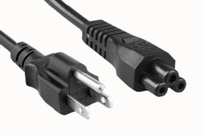 A black power cord with a 5-15P plug on one end and a C5 connector on the other.