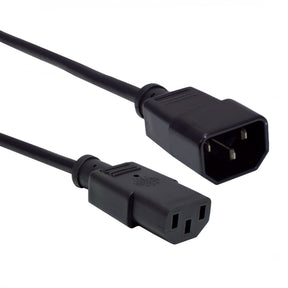A black C13 to C14 power cord with a 10 Amp rating and an 18/3 SVT jacket.