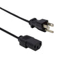 A black power cord with a 5-15P plug on one end and a C13 connector on the other.