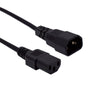 Black power cord with connectors on a white background