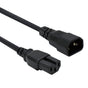 A black power cord with a C14 connector on one end and a C15 connector on the other.