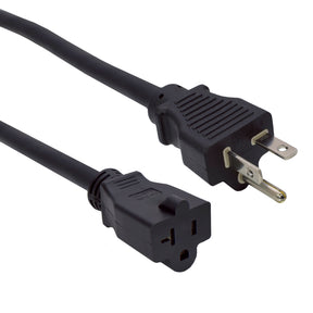 A black power cord with a 5-20P plug on one end and a 5-20R socket on the other, against a white background.