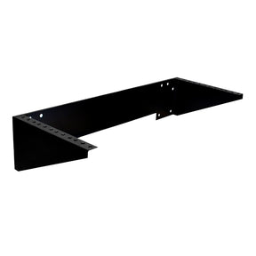 A black 4 RU vertical wall mount bracket for computer racks and enclosures.