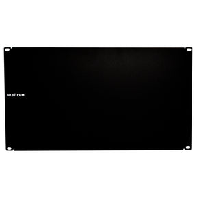 A black 6RU flanged blank filler panel with the brand name 'weltron' visible on the upper part of the panel.