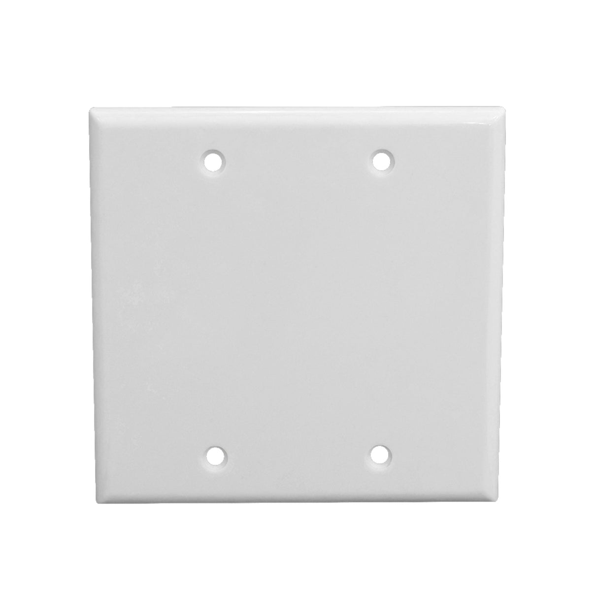 White wall plate with three holes on a white background