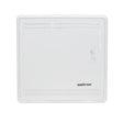 A white 15-inch Multi-Media Structured Wiring Enclosure with a secure door, designed for flush mount installation on walls.
