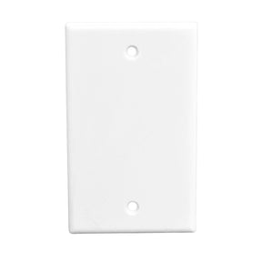 White wall plate with two holes on a white background