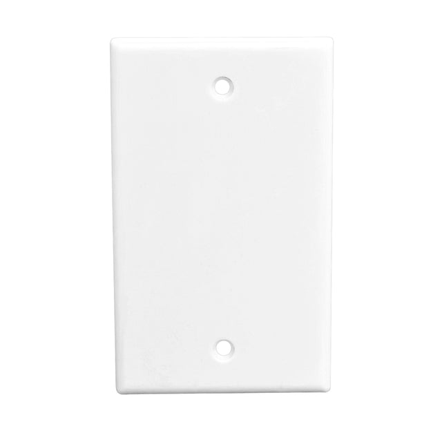 White wall plate with two holes on a white background