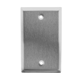 Metallic rectangular plate with two holes on a white background