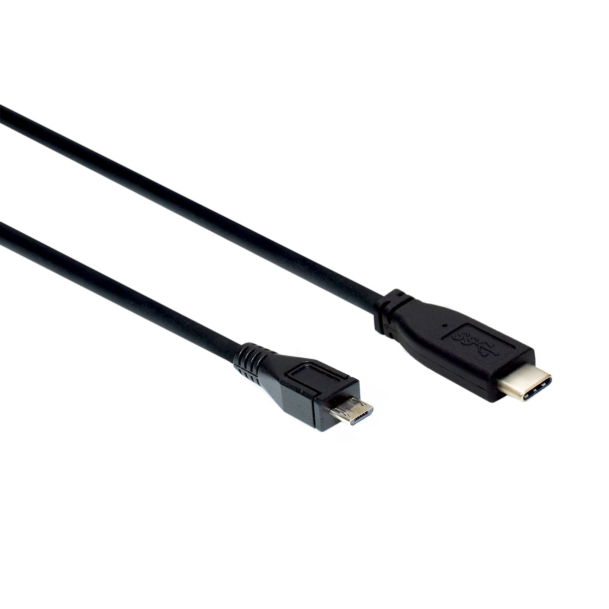 A black USB-C to Micro USB-B cable.